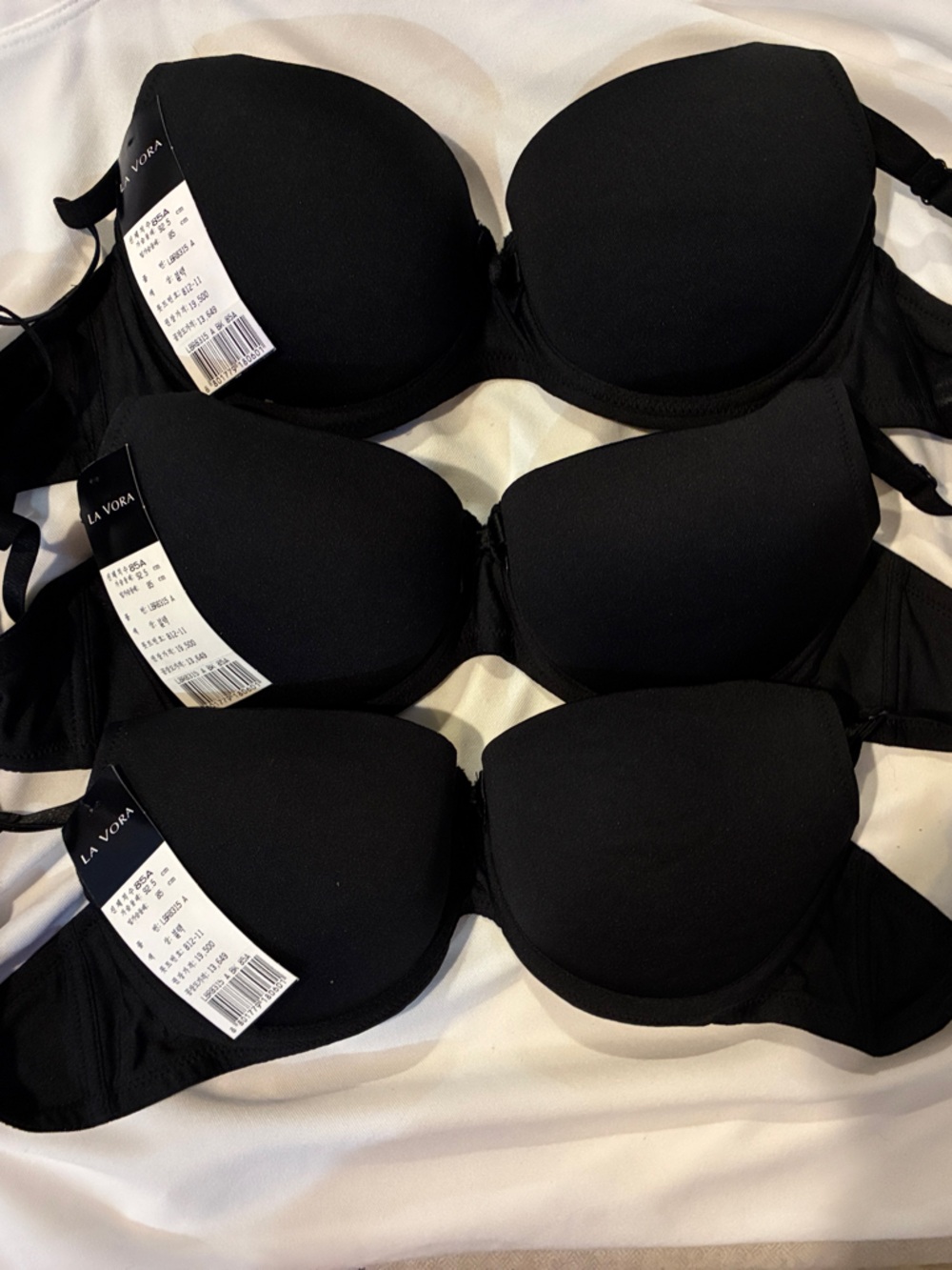 VINTAGE DEAD-STOCK BRA LOT La Vora  Black Smooth T-Shirt Bra Trio NWT